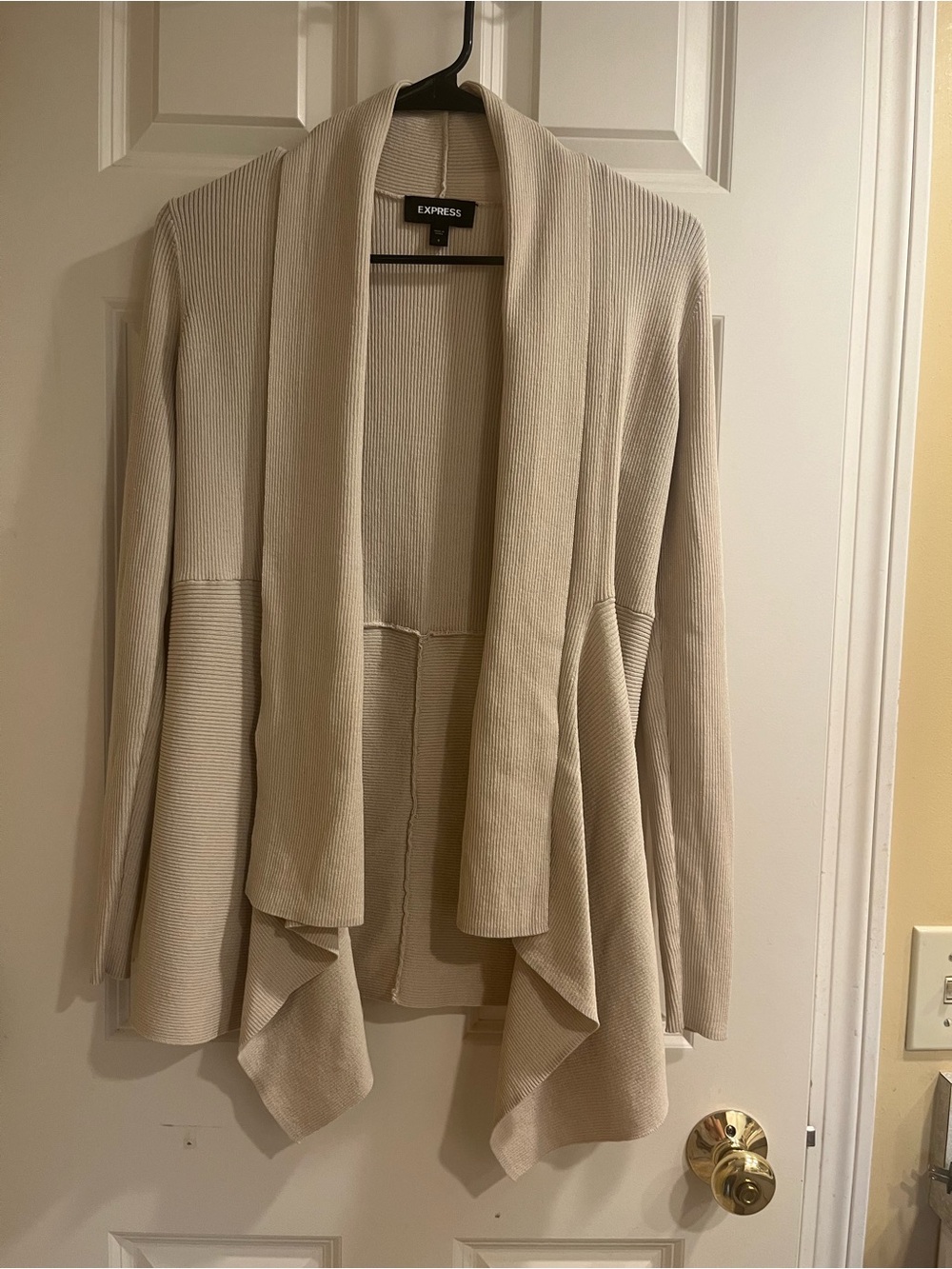 Express Neutral Ribbed Open-Front Cardigan